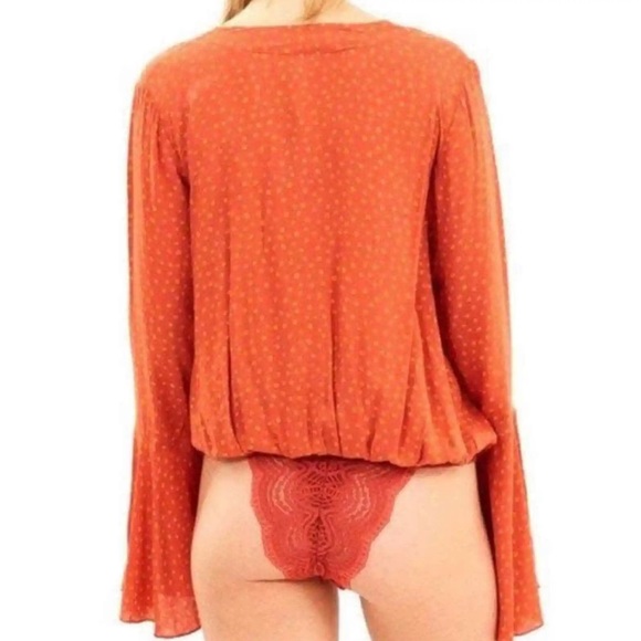 Free People Makin' Waves Bodysuit Polka Dot Terra Cotta - Picture 4 of 11